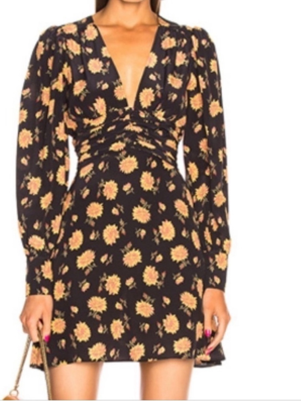 Veronica Beard Marion Blouson Floral 100% Silk Dress Silk crepe Shirred waist - Picture 3 of 15